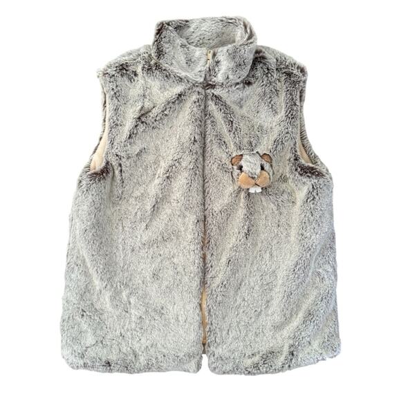 Dani Créations Kids’ Marmot Plush Sleeveless Vest 
Soft Size 5/6 - Picture 1 of 8